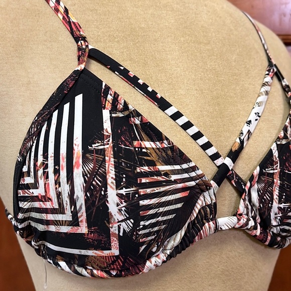 Express Bikini Swimsuit Black Print Triangle S Small New - Picture 3 of 6